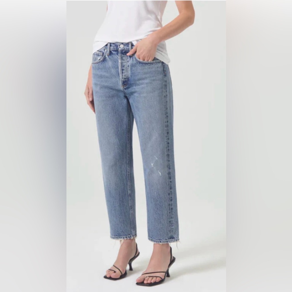 Agolde Parker Facade Light Blue Easy Straight Leg Jeans - Size 30